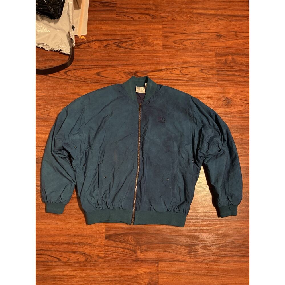 Vintage Side1 Bomber Jacket Teal Blue Purple Womens Size Medium